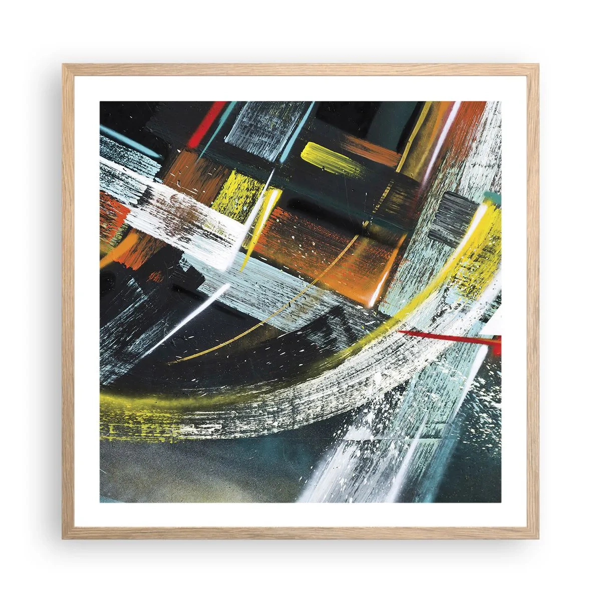 Plagát v ráme zo svetlého duba - Energia pohybu - 60x60 cm
