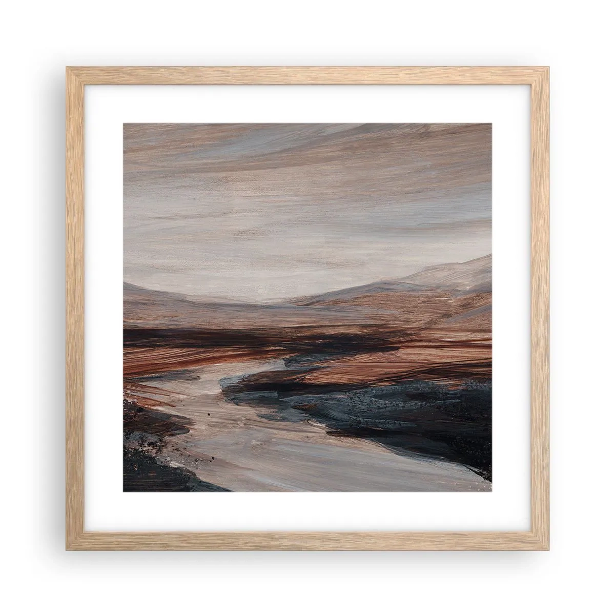 Plagát v ráme zo svetlého duba - Pokojné údolie - 40x40 cm