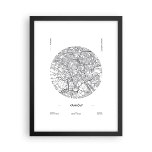 Plagát v čiernom ráme - Anatómia Krakova - 30x40 cm