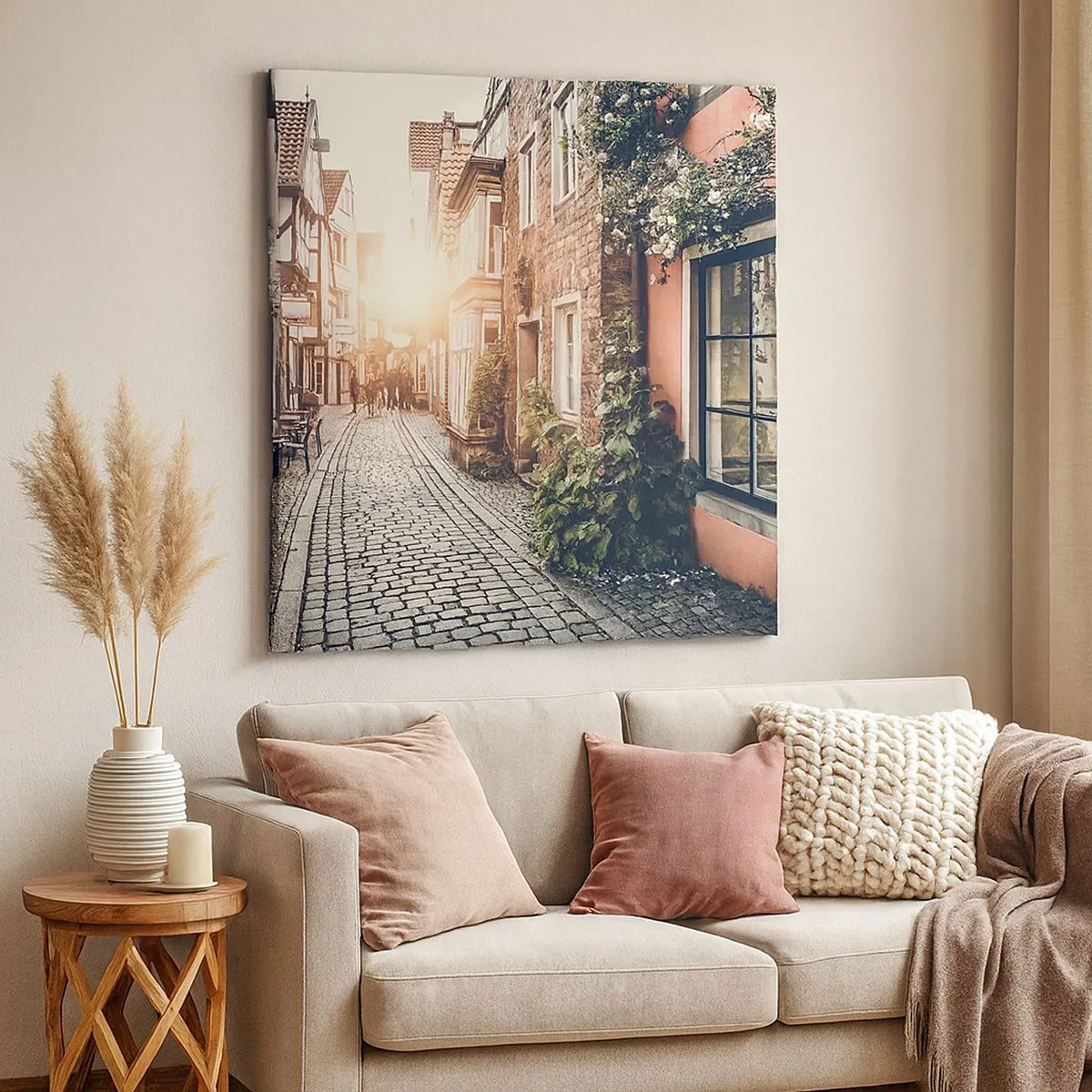 Obraz na plátne - Ružová ulička v ružovej žiare - 30x30 cm