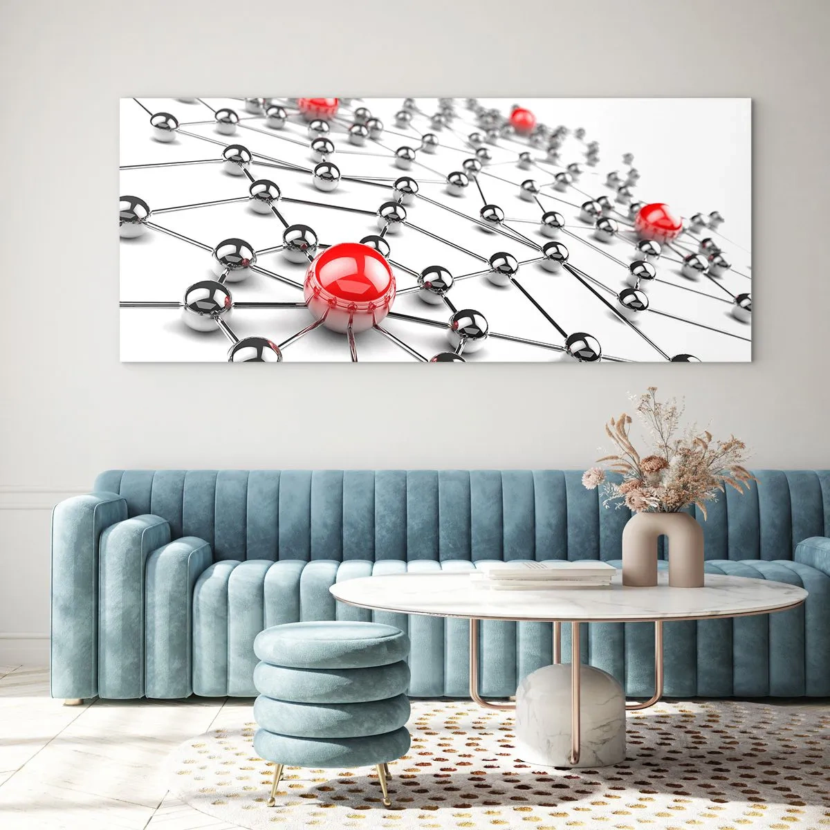Obraz na skle - Strieborná sieť - 100x40 cm