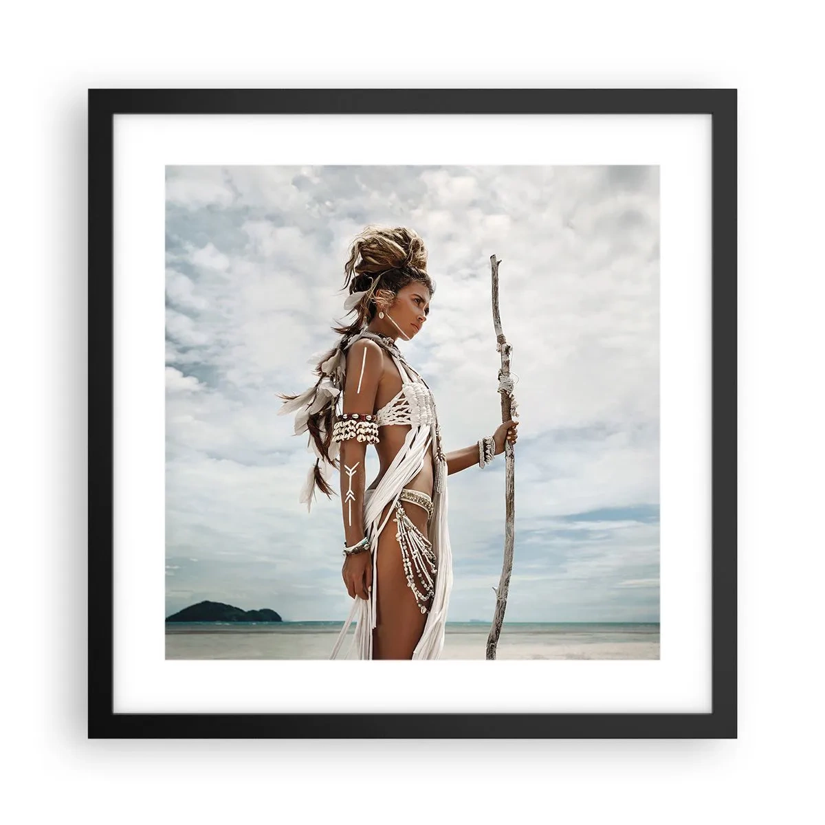 Plagát v čiernom ráme - Kráľovná trópov - 40x40 cm