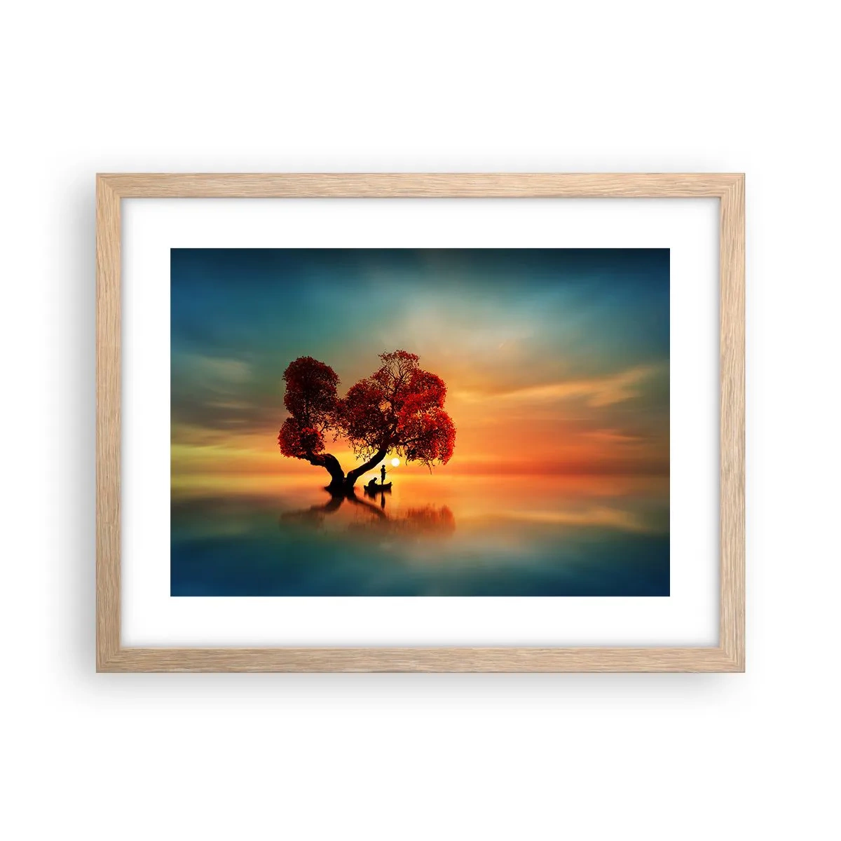 Plagát v ráme zo svetlého duba - Voda a ticho vesmíru - 40x30 cm