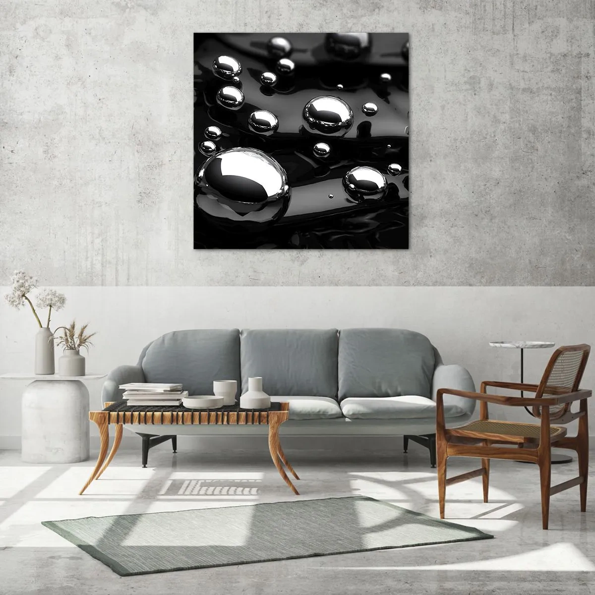 Obraz na skle - Z čiernej tône - 70x70 cm