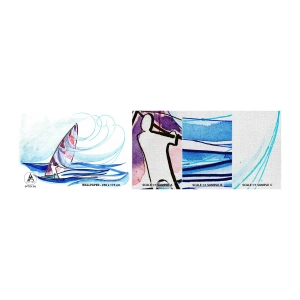 Vzorka fototapety Premium Canvas - S vetrom v rytme vĺn - Windsurfing, Šport, More - 100x30 cm