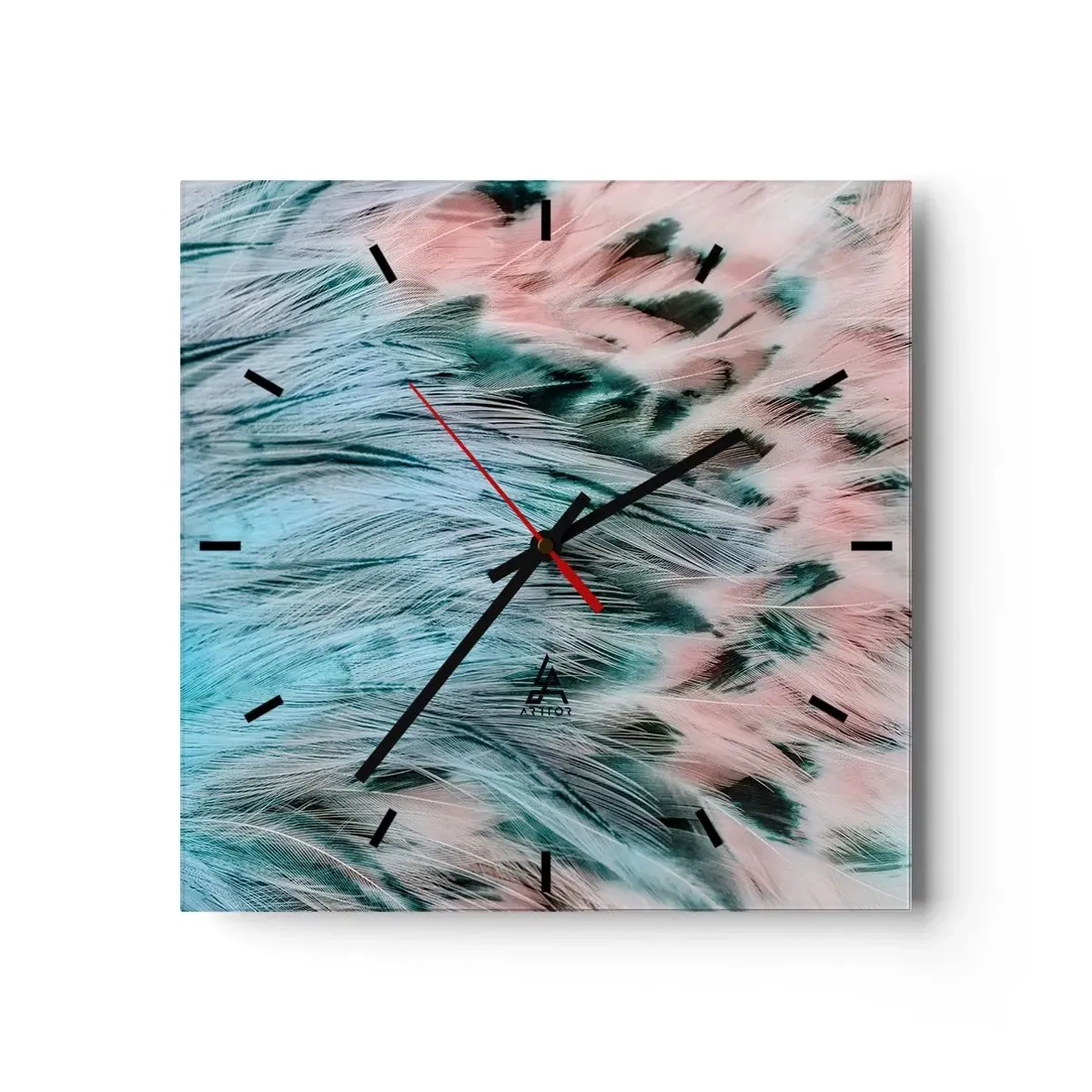 Nástenné hodiny - Zafírovo ružové páperie - 30x30 cm