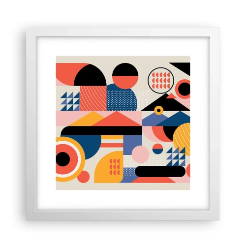 Plagát v bielom ráme - Kompozícia: poďme sa hrať - 30x30 cm