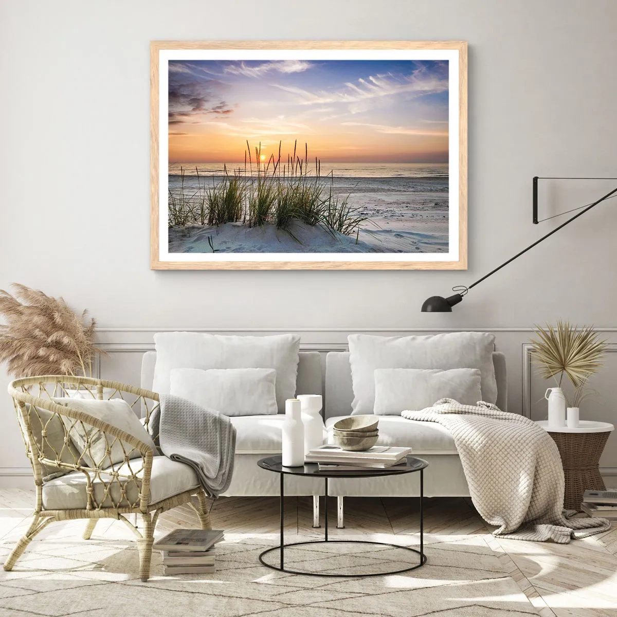 Plagát v ráme zo svetlého duba - Pozri sa, predstav si a pociť - 91x61 cm