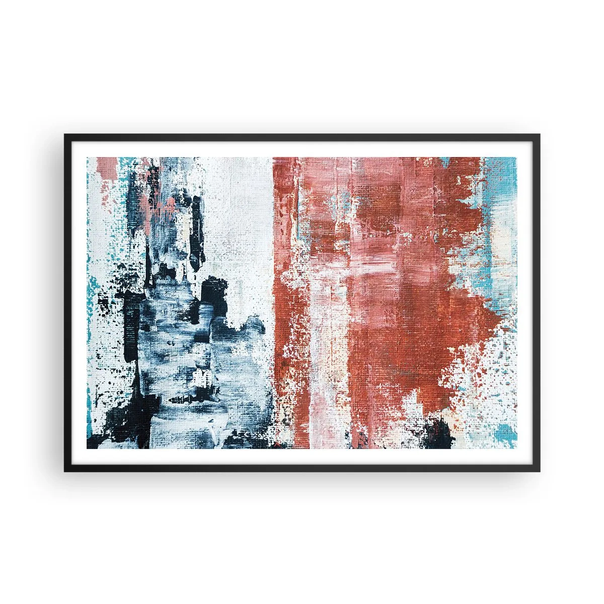 Plagát v čiernom ráme - Abstraktné pol na pol - 100x70 cm