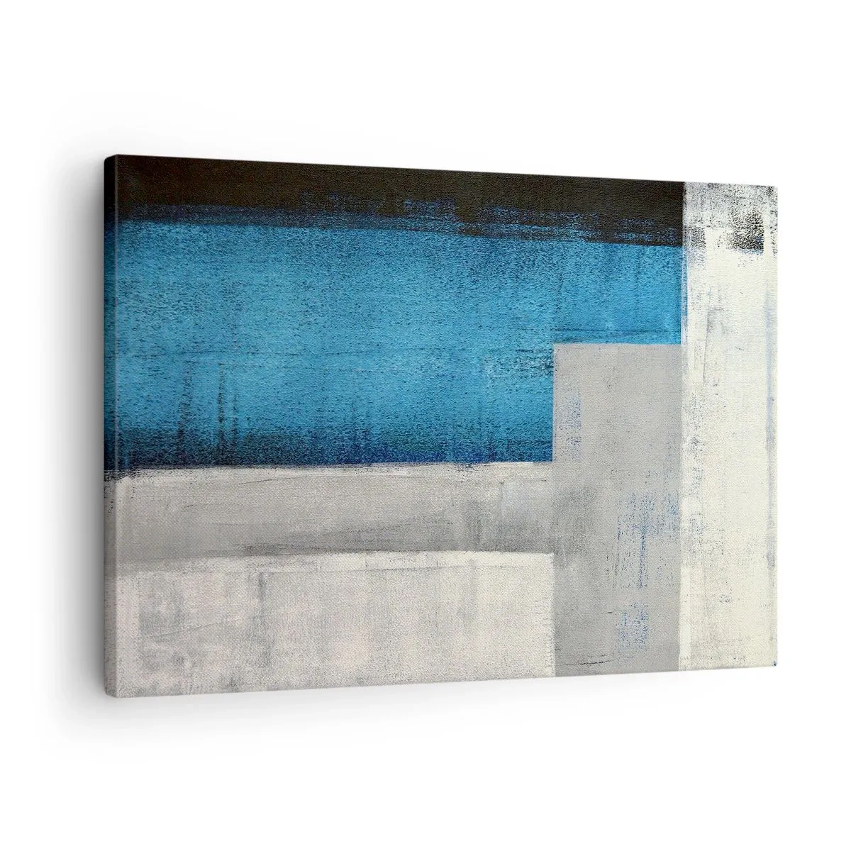 Obraz na plátne - Abstraktná kompozícia s odtieňmi modrej, sivej a bielej. - 70x50cm - Poetická kompozícia šedej a modrej - Moderná nástenná dekorácia do obývacej izby a spálne ARTTOR