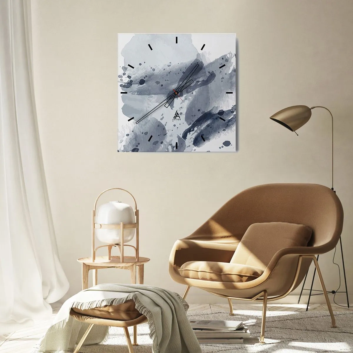 Nástenné hodiny - Štúdia o povahe vody - 30x30 cm