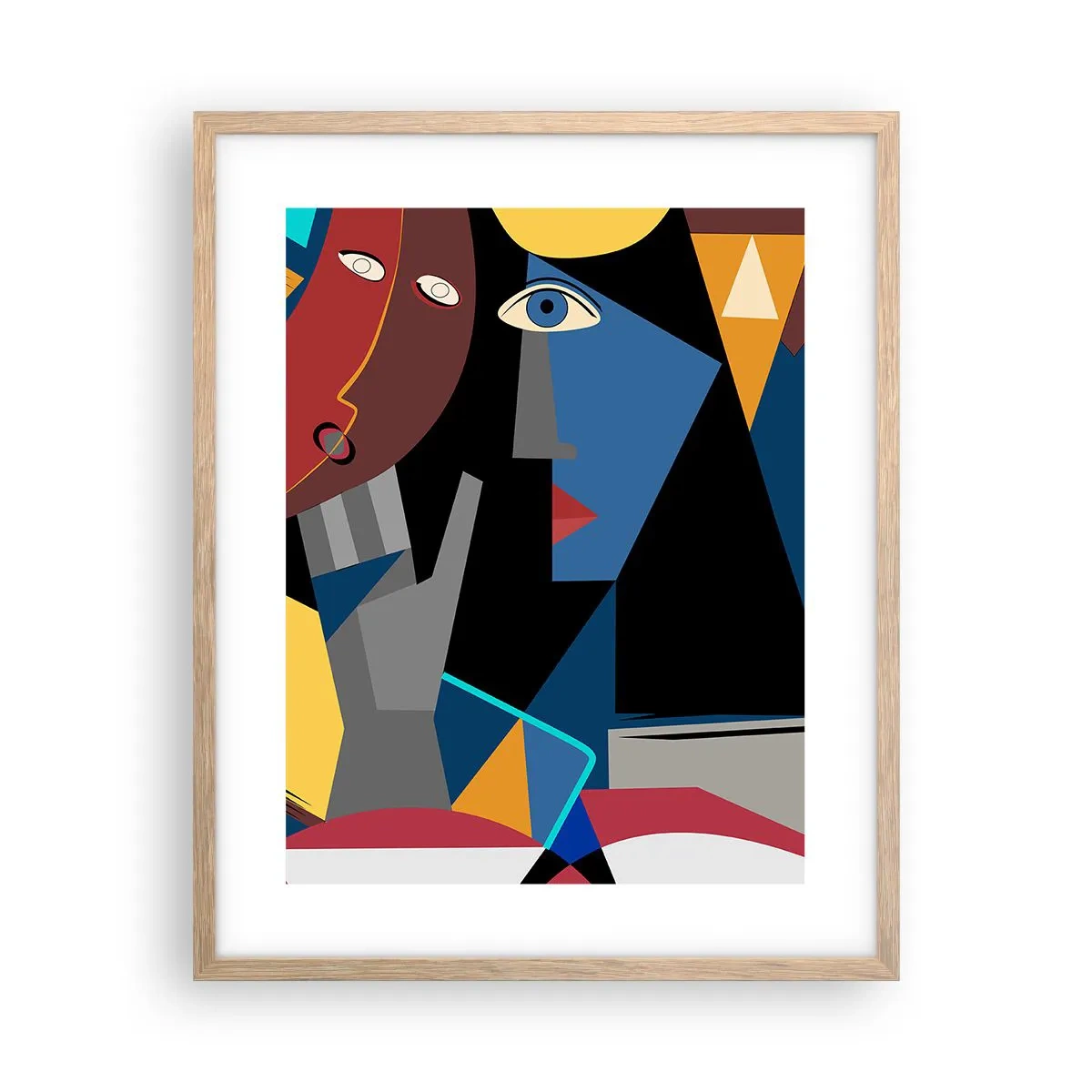 Plagát v ráme zo svetlého duba - Konverzácia kubistov - 40x50 cm