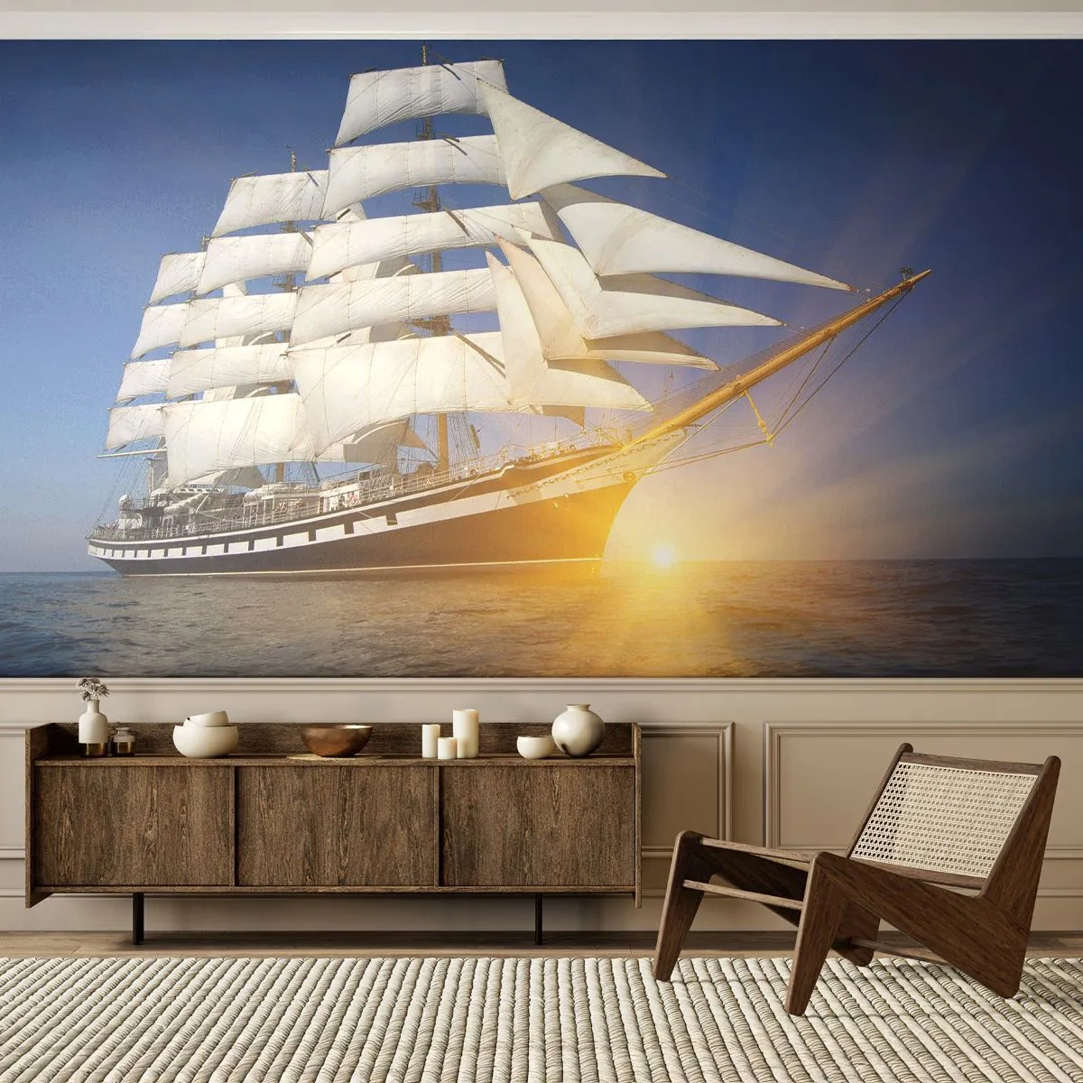 Fototapeta Premium Sand - Ich čas nikdy nepominie - More, Plachetnica, Loď - 100x70 cm