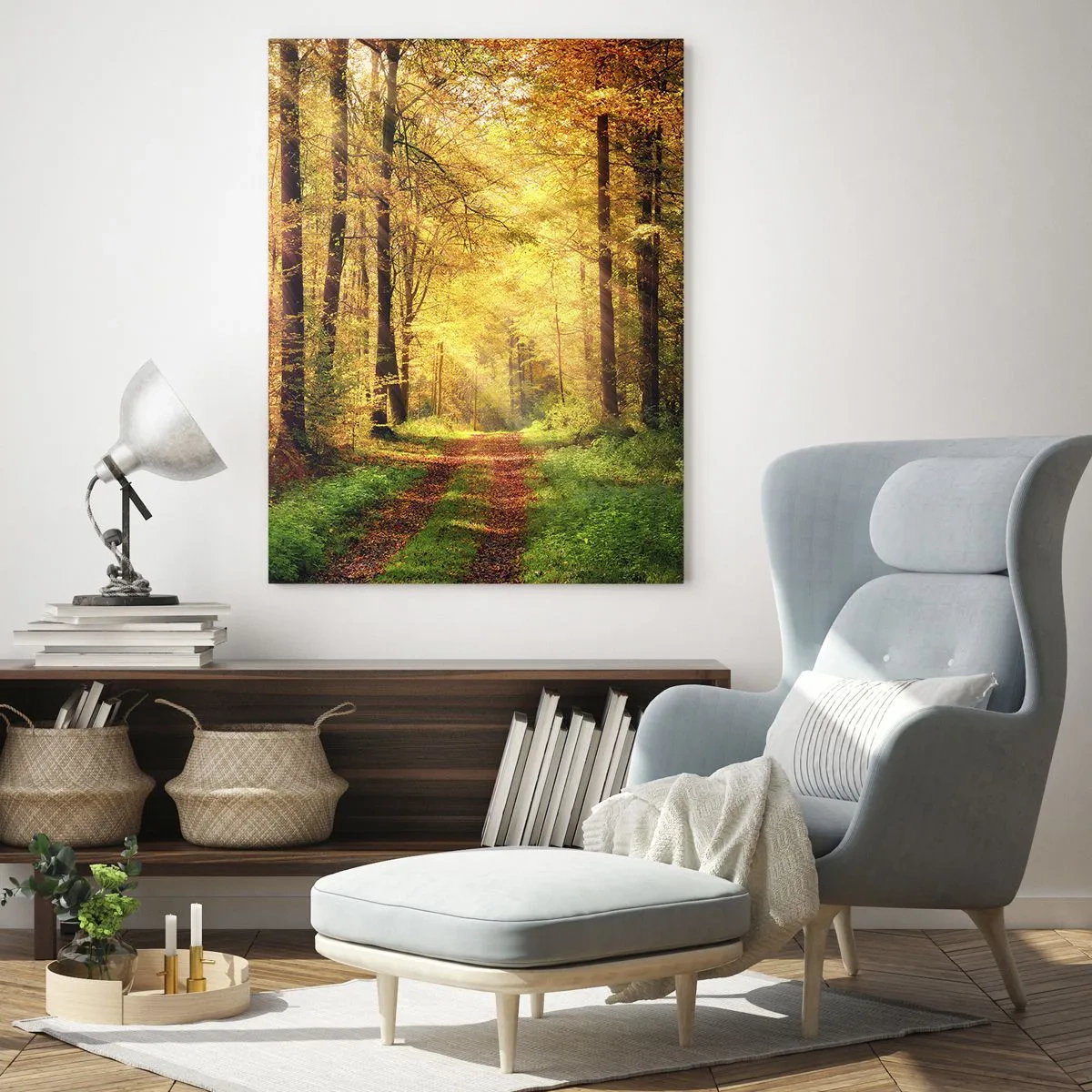 Obraz na skle - Lesno-zlaté ticho - 50x70 cm