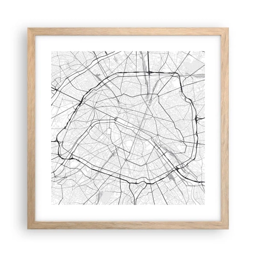 Plagát v ráme zo svetlého duba - Kvet Paríža - 40x40 cm