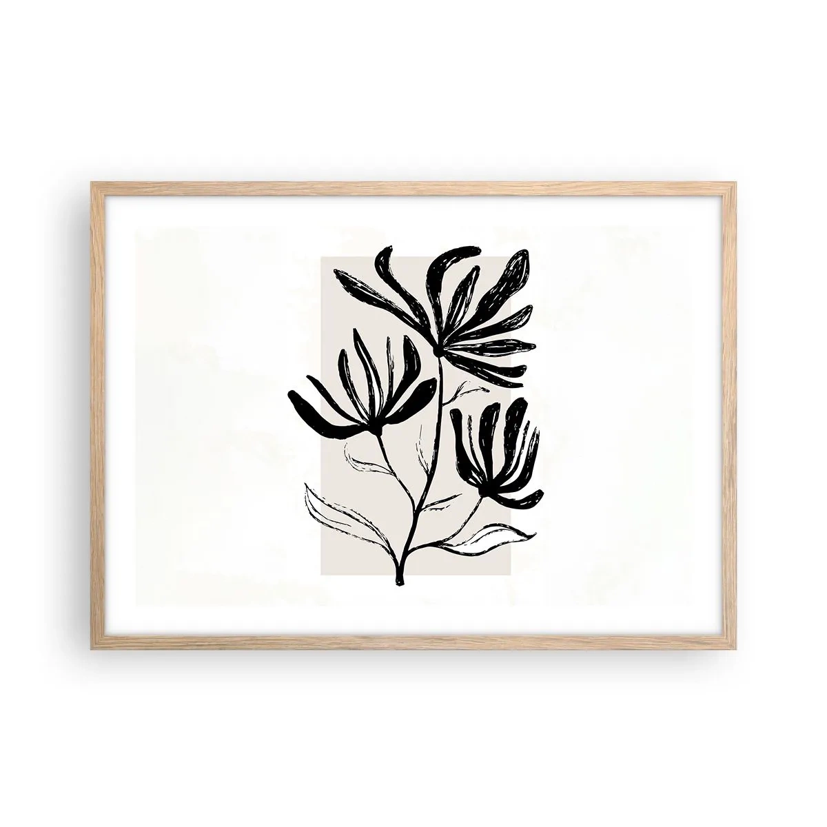 Plagát v ráme zo svetlého duba - Náčrtok pre herbár - 70x50 cm