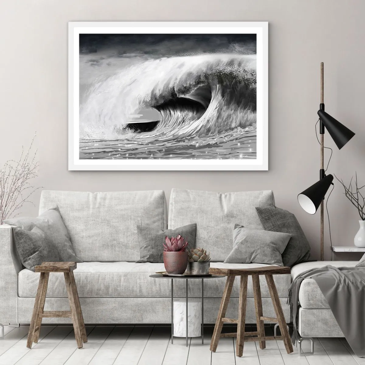 Plagát v bielom ráme - Hnev oceánu - 50x40 cm