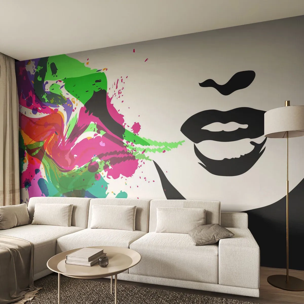 Fototapeta Premium Canvas - Rozprávanie vo farbách dúhy - Abstrakcia, Ústa, Farebná grafika - 250x175 cm