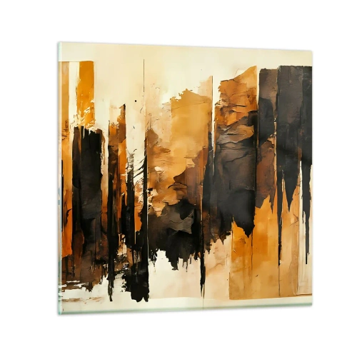 Obraz na skle - Harmónia čiernej a zlatej - 70x70 cm
