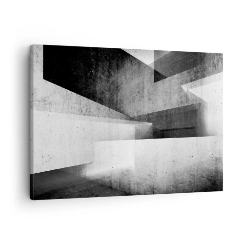 Obraz na plátne - Geometrické tvary v monochromatickej kompozícii - 70x50cm - Štruktúra priestoru - Moderná nástenná dekorácia do obývacej izby a spálne ARTTOR