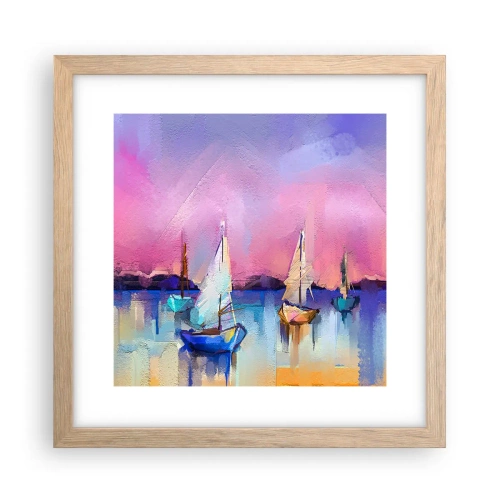 Plagát v ráme zo svetlého duba - Smer: široká voda - 30x30 cm