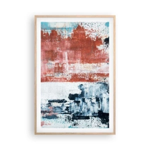 Plagát v ráme zo svetlého duba - Abstraktné pol na pol - 61x91 cm