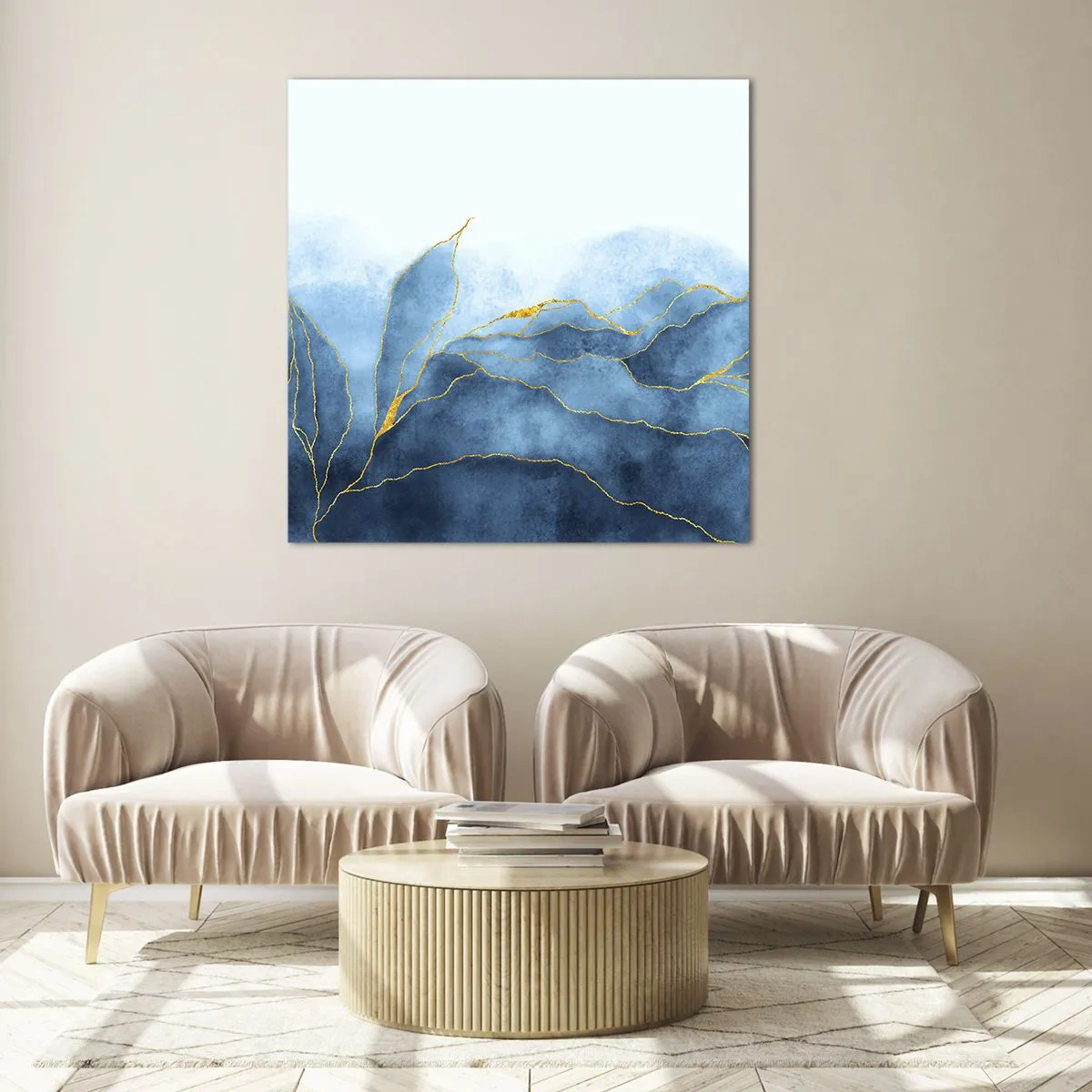 Obraz na skle - Blankyt v zlate - 60x60 cm