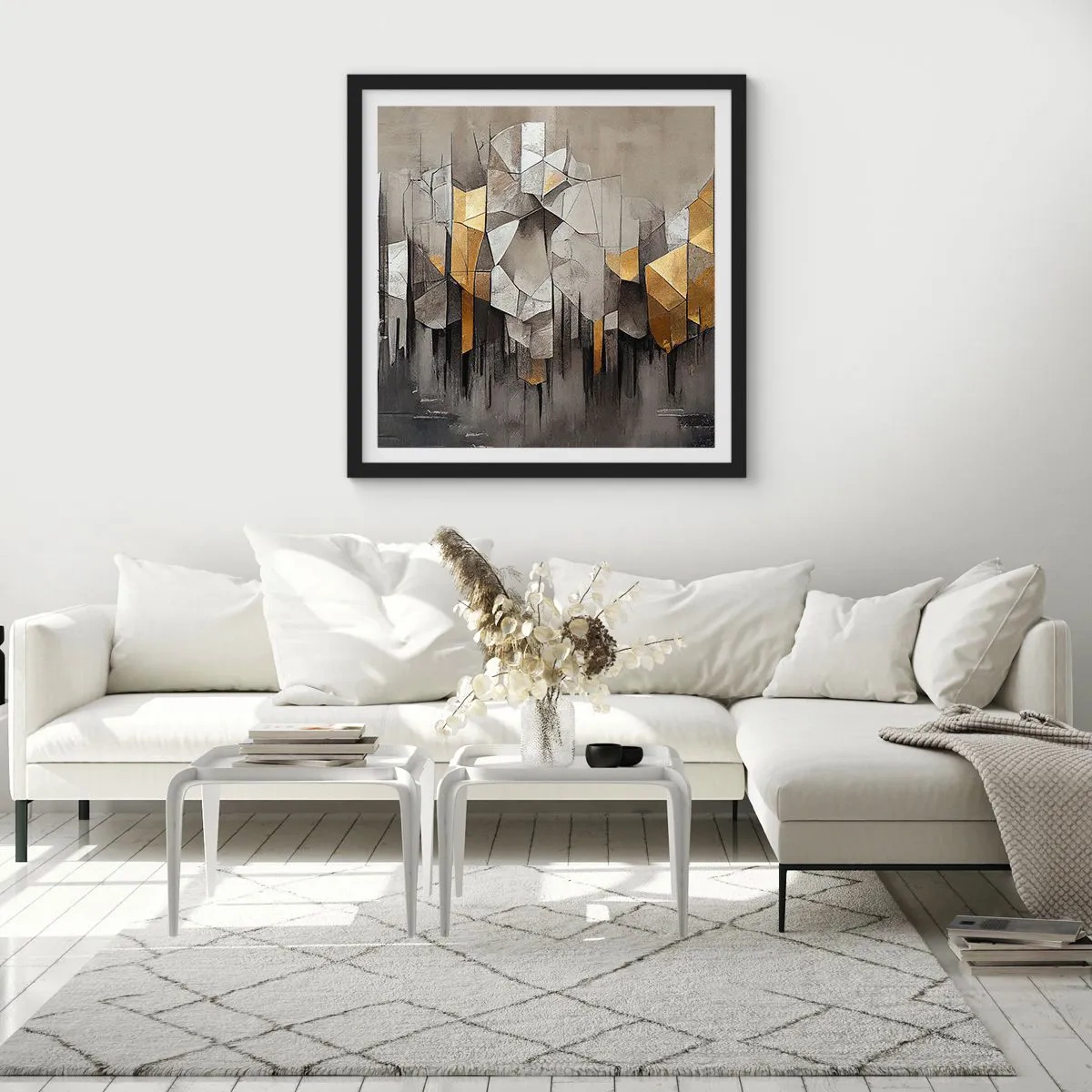 Plagát v čiernom ráme - Kompozícia z ľadu a svetla - 60x60 cm