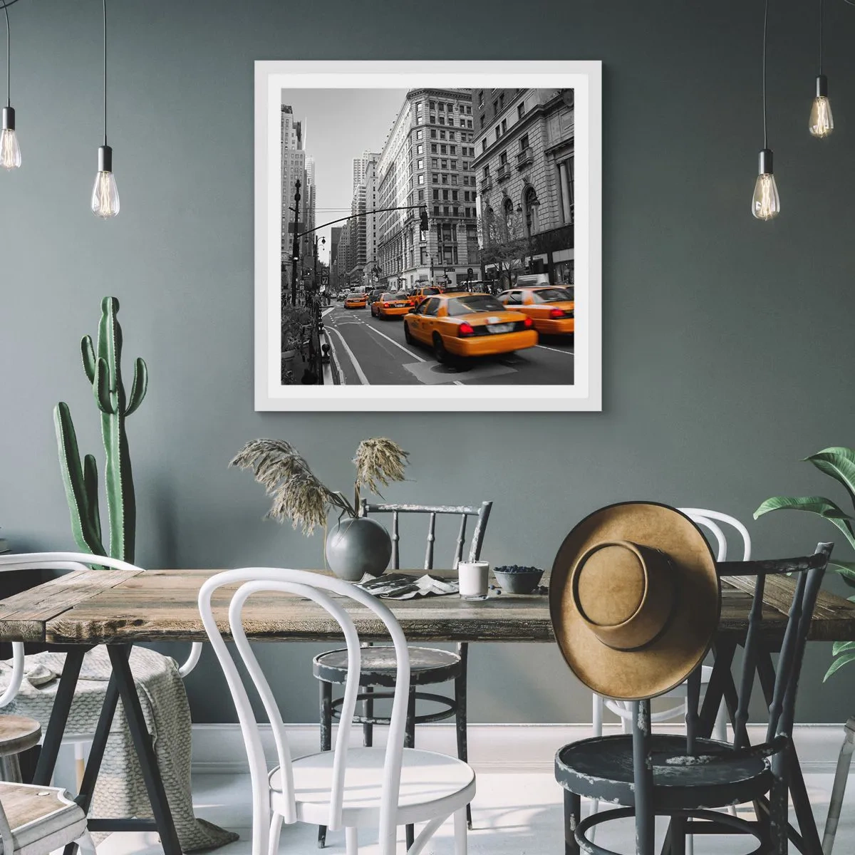 Plagát v bielom ráme - Slnko veľkomesta - 60x60 cm