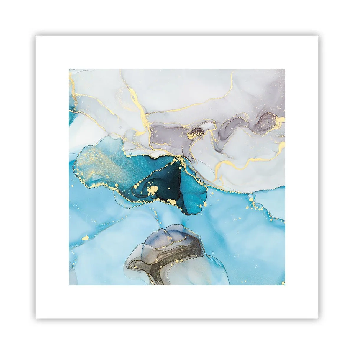 Plagát - Štúdia o stretnutí šedej a tyrkysovej - 30x30 cm