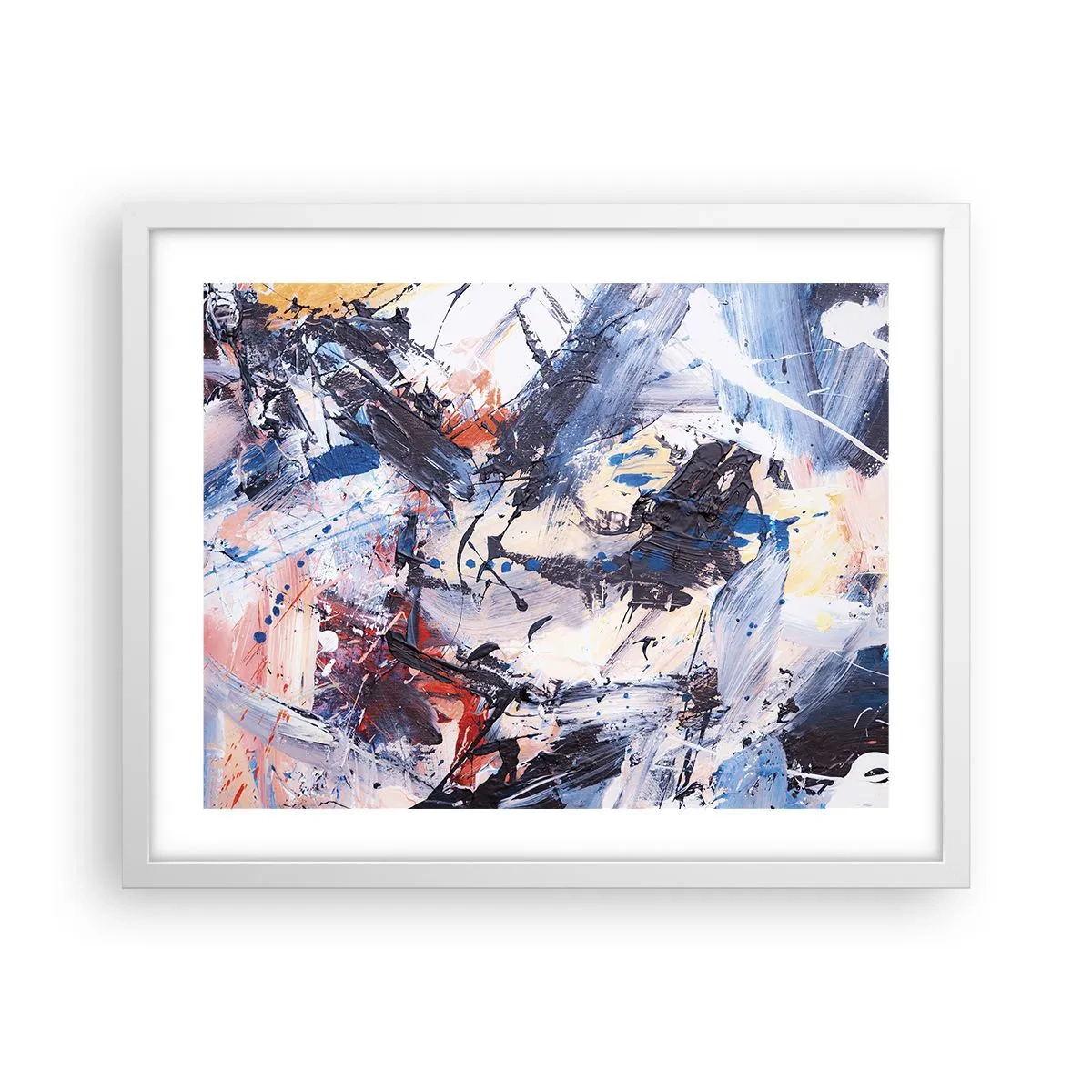 Plagát v bielom ráme - Bláznivý tanec abstrakcie - 50x40 cm