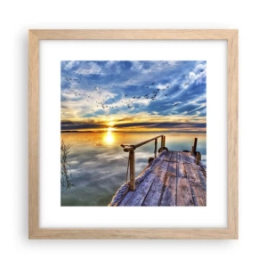 Plagát v ráme zo svetlého duba - Vietor ide odpočívať - 30x30 cm