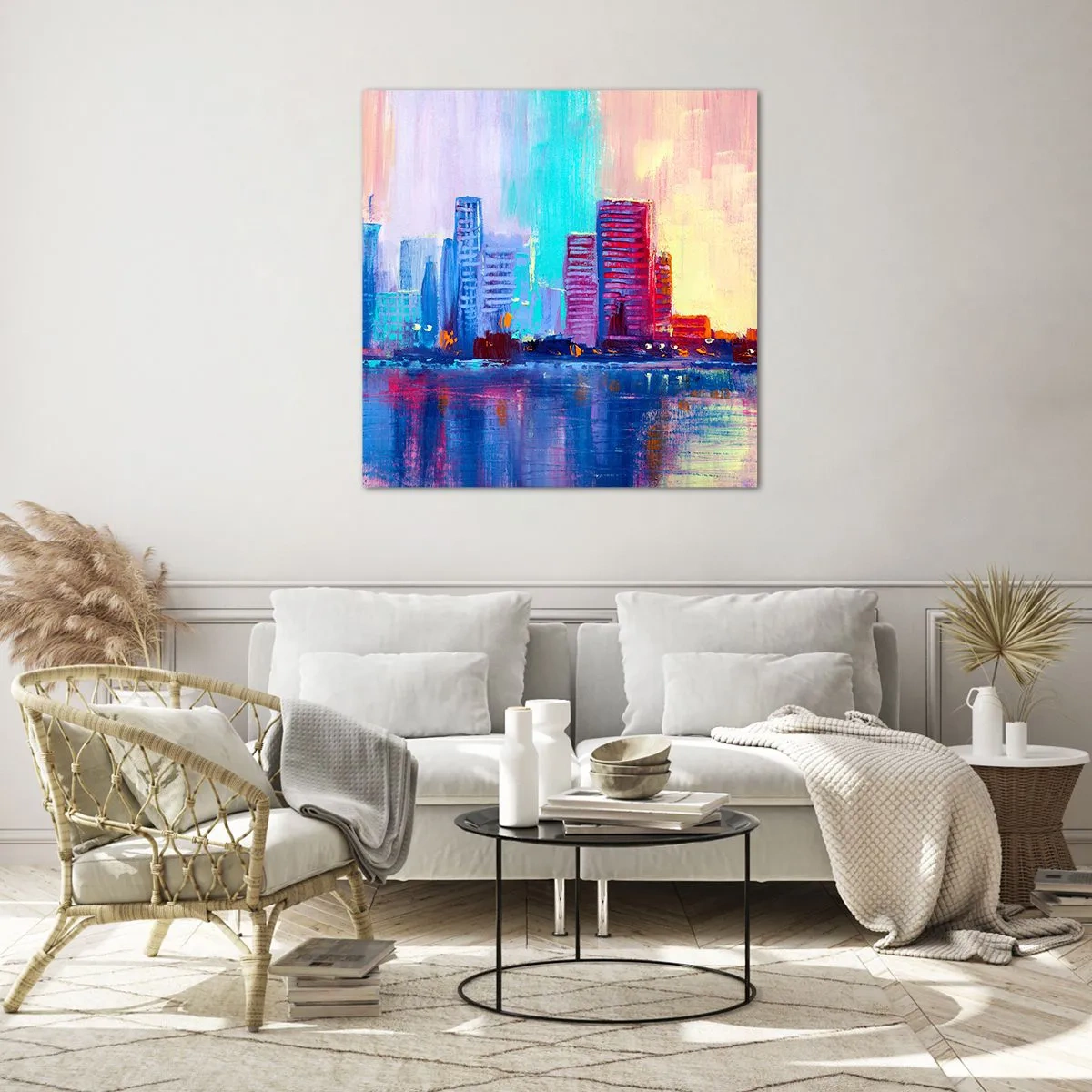 Obraz na skle - Vykúpané vo farbách - 70x70 cm