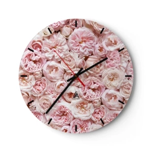 Nástenné hodiny - Hustá kytica svetloružových ruží v plnom kvete - 30x30cm - Vydláždená ružami - Moderná nástenná dekorácia do obývacej izby, kuchyne a spálne ARTTOR