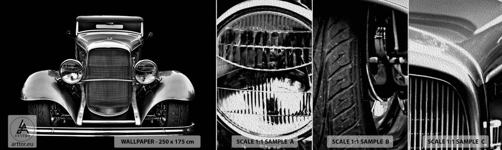 Vzorka fototapety Premium Sand - Naozajstný gentleman - Retro, Auto, klasické - 100x30 cm