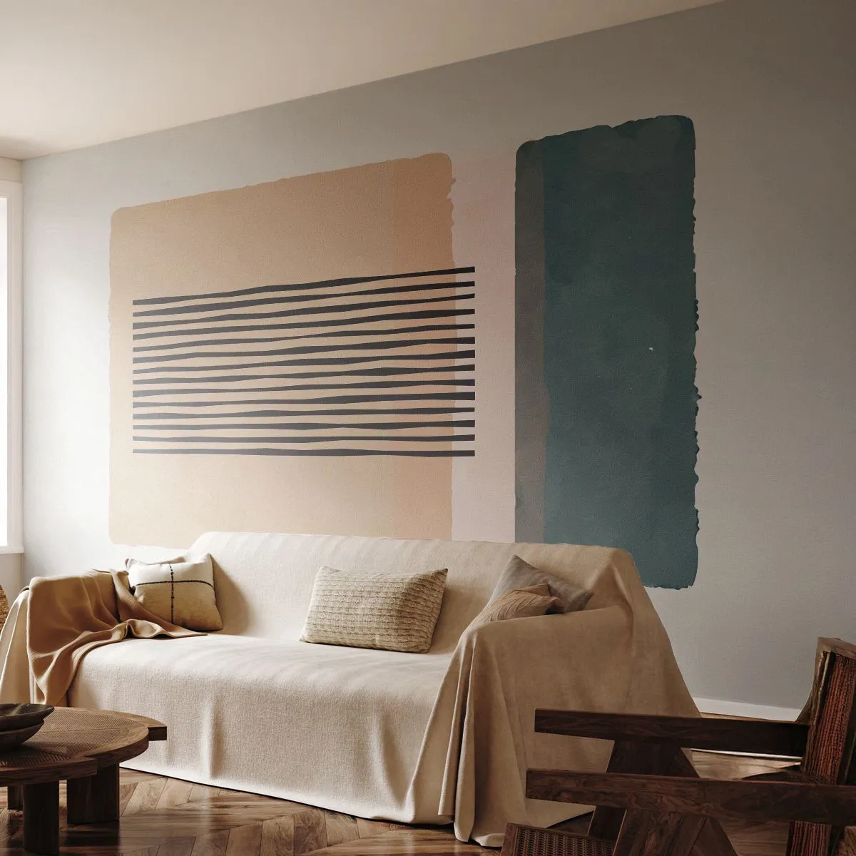 Fototapeta Standard Eco - Geometrická abstrakcia v tlmených farbách - 100x70cm - Všetko v poriadku - Moderná nástenná dekorácia do obývacej izby a spálne ARTTOR