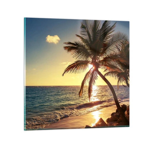 Obraz na skle - Leto pod palmami - 50x50 cm