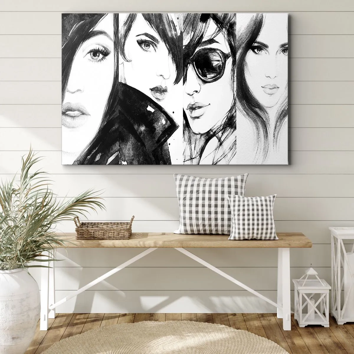 Obraz na plátne - Štýlové portréty žien v monochromatických tónoch - 70x50cm - Znásobená krása - Moderná nástenná dekorácia do obývacej izby a spálne ARTTOR