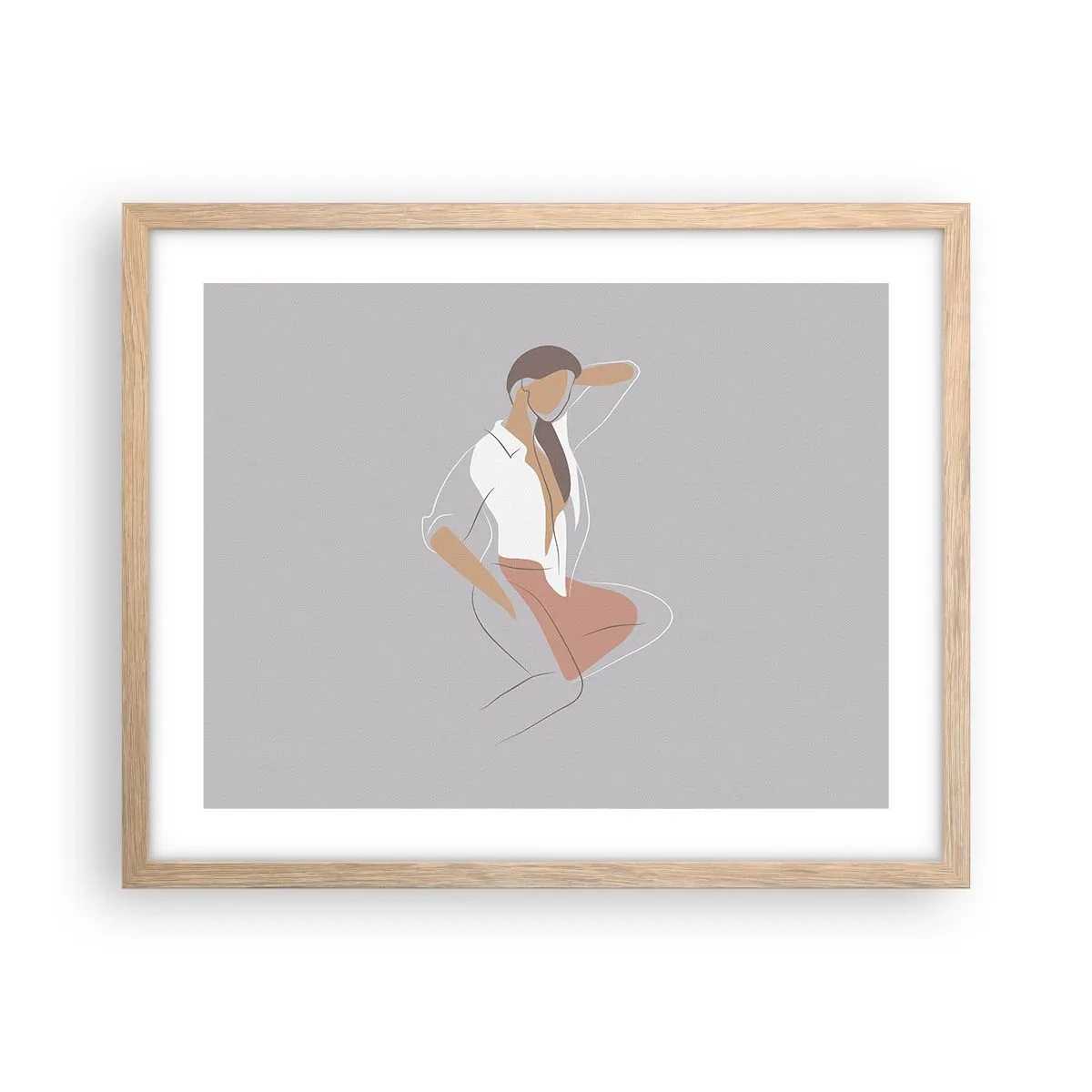 Plagát v ráme zo svetlého duba - Obrys pôvabu - 50x40 cm