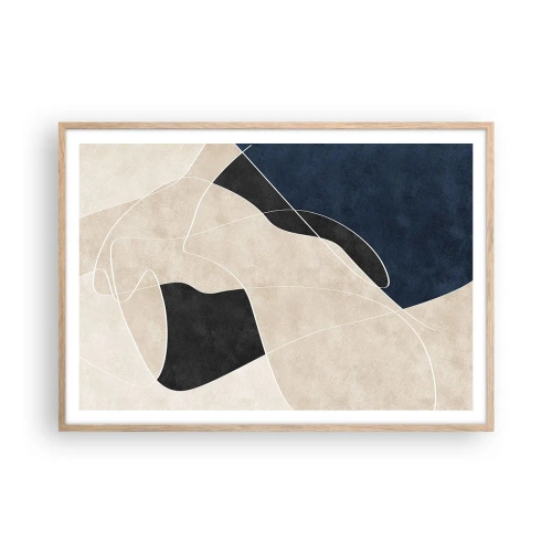 Plagát v ráme zo svetlého duba - Abstraktná kompozícia – kontrast farieb - 100x70 cm