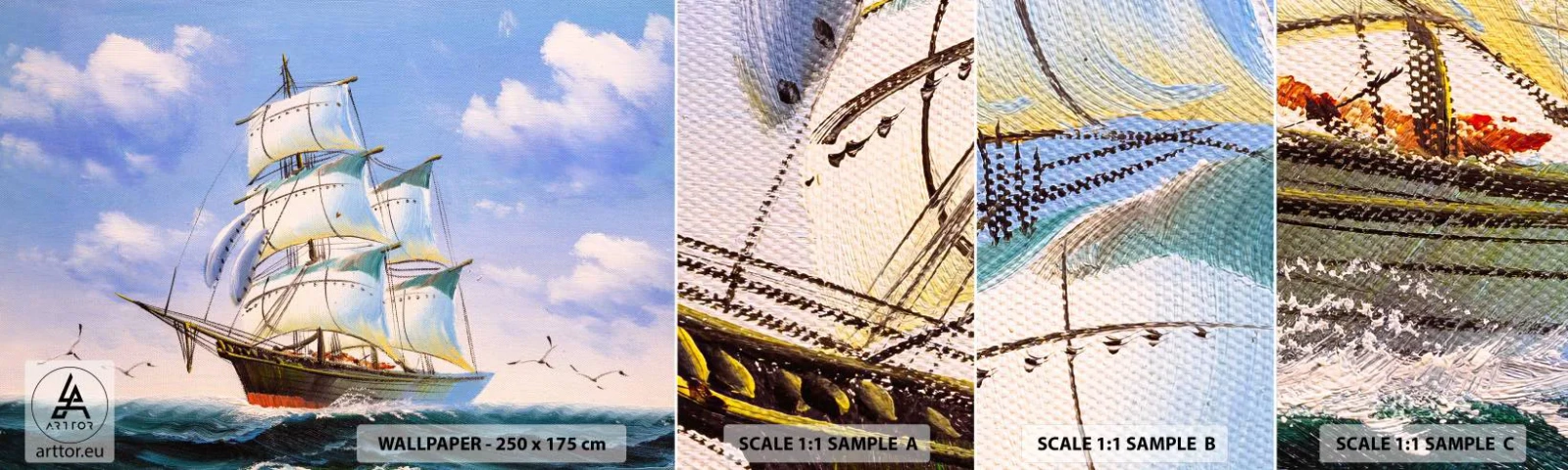 Vzorka Fototapeta Standard Eco - Hrdo s vetrom - Námorná, Plachetnica, oceán - 100x30 cm