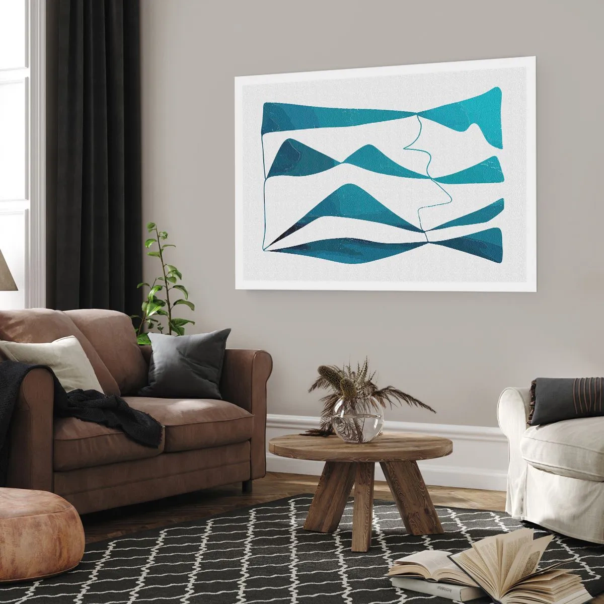 Plagát - Abstrakcia: tyrkysový vzťah - 40x30 cm