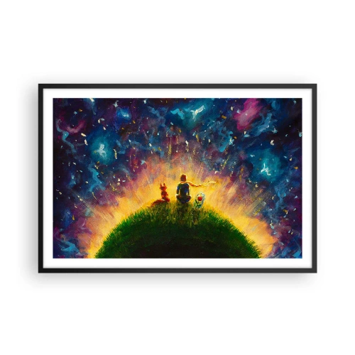 Plagát v čiernom ráme - Láska a priateľstvo - celý svet - 91x61 cm