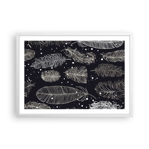 Plagát v bielom ráme - Čipka s perím - 70x50 cm