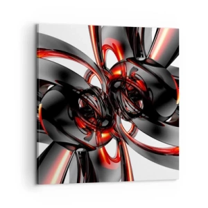 Obraz na plátne - Pohyb v grafitovej a červenej - 60x60 cm