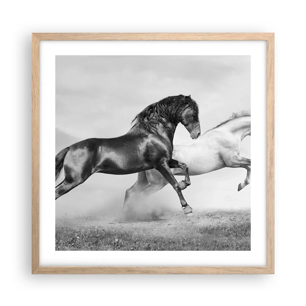 Plagát v ráme zo svetlého duba - Anjeli a démoni - 50x50 cm