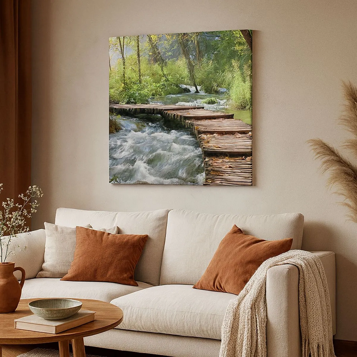 Obraz na plátne - Pri spenenom vodopáde - 30x30 cm