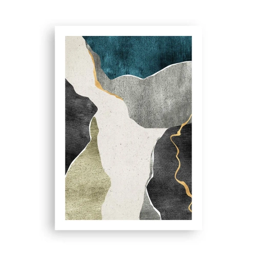 Plagát - Mozaiková kompozícia so zlatou niťou - 50x70 cm