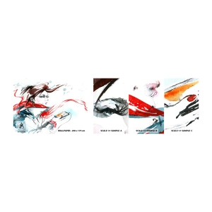 Vzorka samolepiacej fototapety Deluxe Sticker - Niečo vo mne hrá - Žena, Telefón, Móda - 100x30 cm