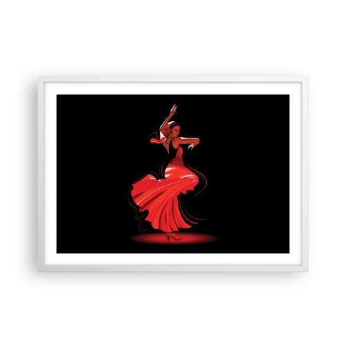Plagát v bielom ráme - Horúca duša flamenco - 70x50 cm